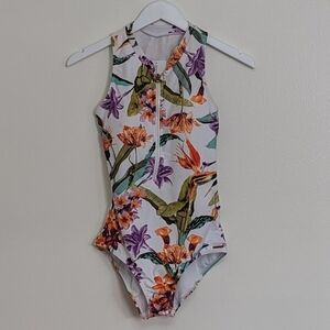 Stevie Hender NWT Size Medium Floral Front Racerback One Piece Swimsuit